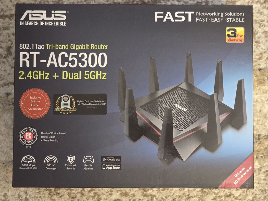 Router Asus Gigabit Tri-Band RT-AC5300
 
- Router Wi-Fi 802.11ac