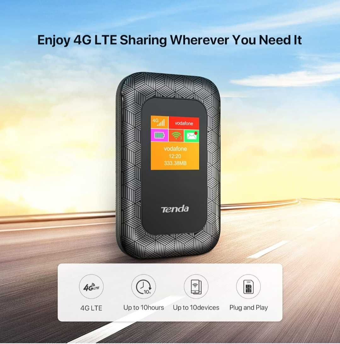 Tenda 4G185 преносим мобилен рутер 2100 mAh батерия 4G LTE Cat4 150Mbp