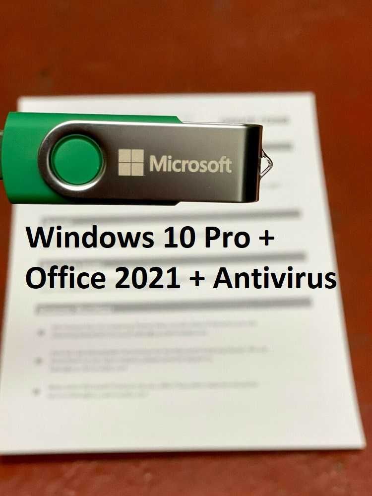 Windows 10 Pro + Office 2021 + Antivirus, Stick USB, licenta Retail