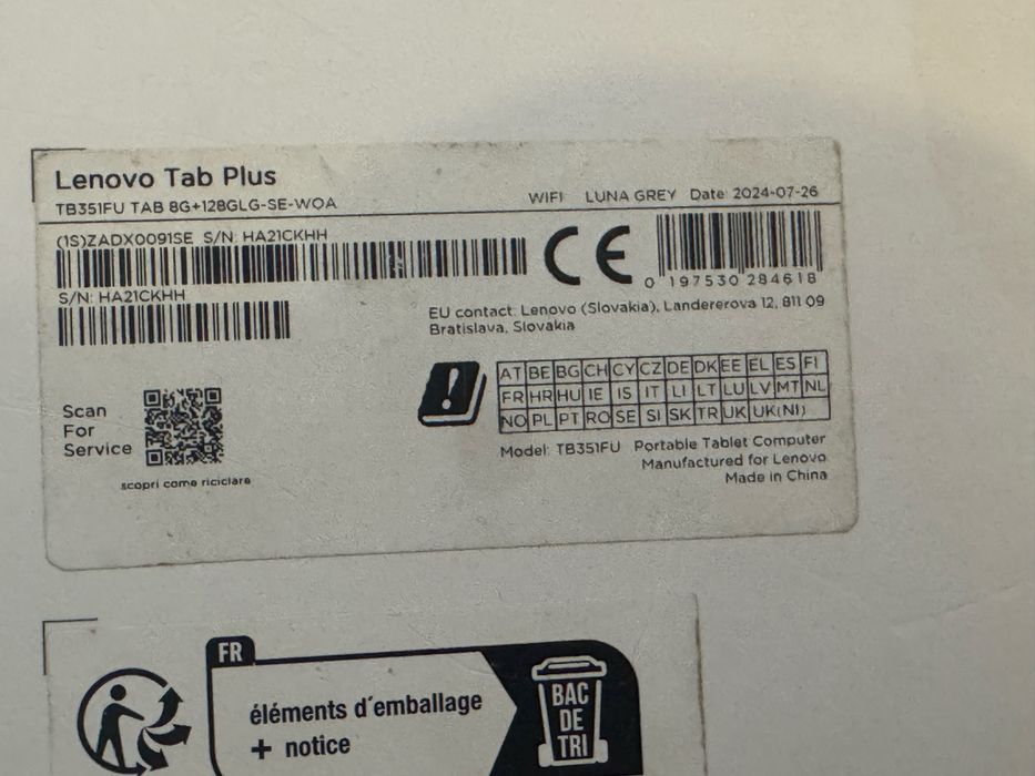 таблет Lenovo tab plus 8ядрен/8рам/256гб