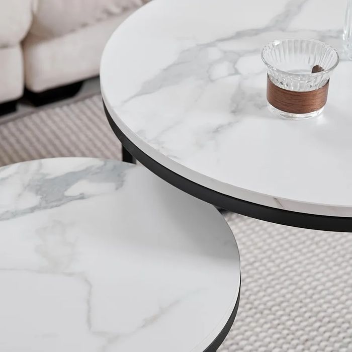 NOU Set 2 mese mdf, alb, marmoroptik