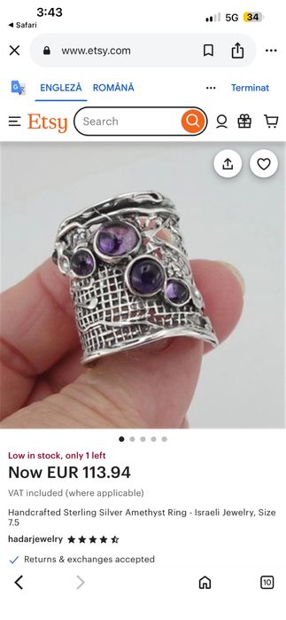 Inel argint cu pietre ametist.