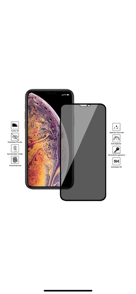 Folie sticla neagra iphone 12 pro max