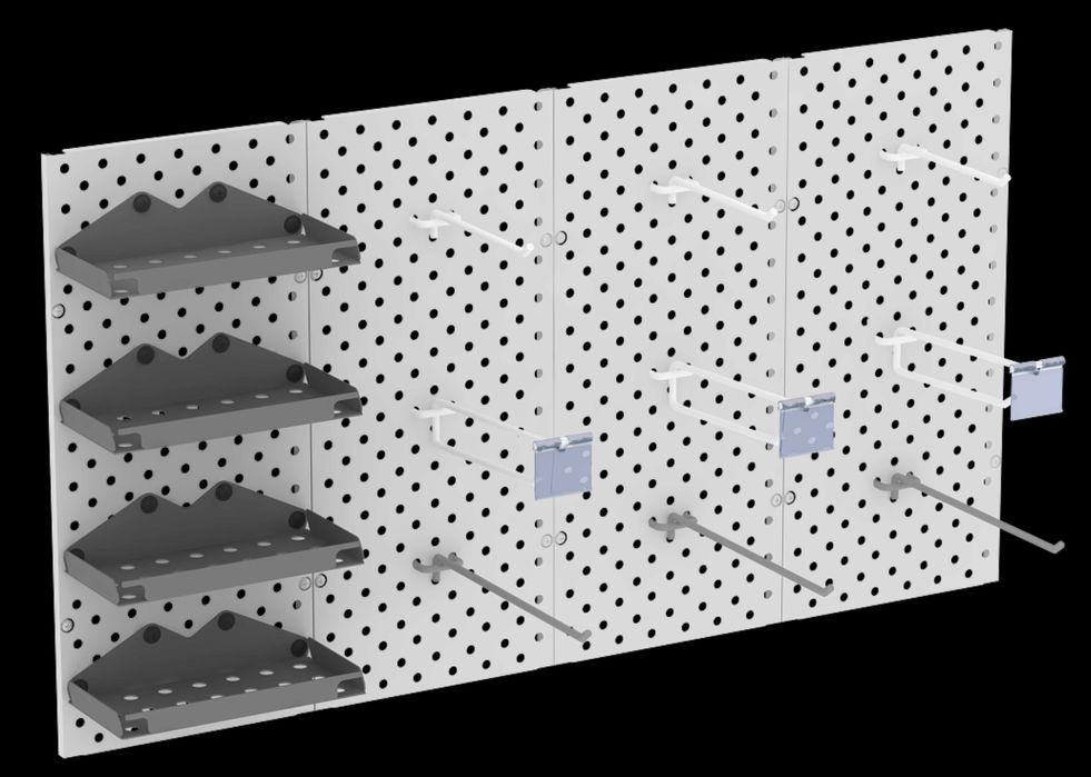 Teshilgan panel, перфопанель, do'konda ilgaklar uchun panel