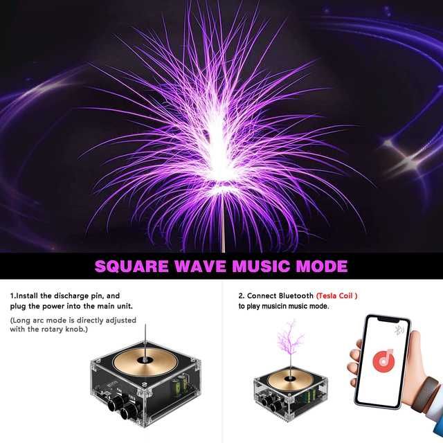 Bobina Tesla Coil Difuzor Plasma Arc Electric Boxa Bluetooth