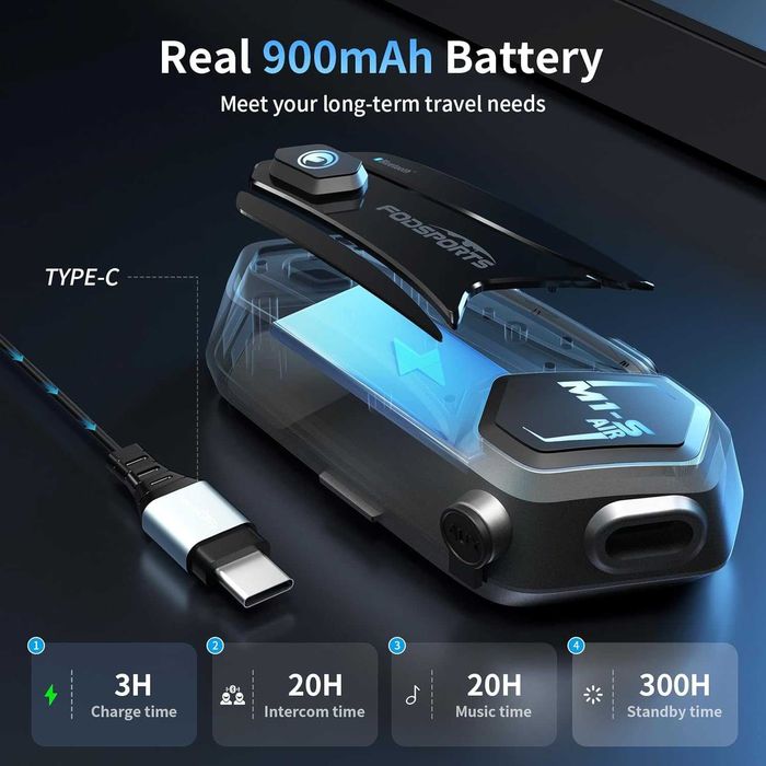 Нов интерком Fodsports M1-S AIR слушалки за 4 ездачи, до 1200 м...