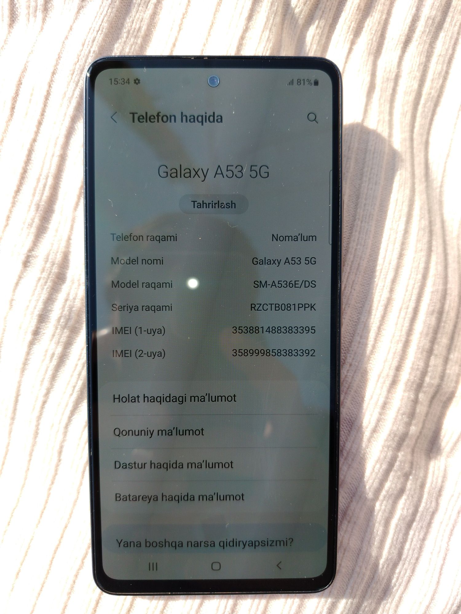 Galaxxy A53 5G Narxi 2 mln so'm