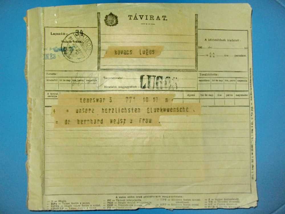 5855-I-Carte Posta-Telefon-Borderou Telegrame Lugoj 1912.