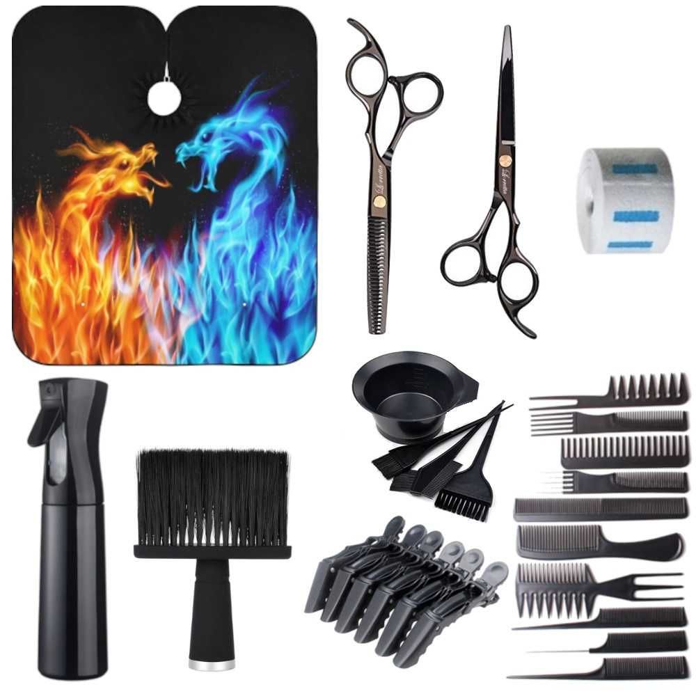 Set frizerie complet kit coafor profesional foarfeca pelerina tuns etc