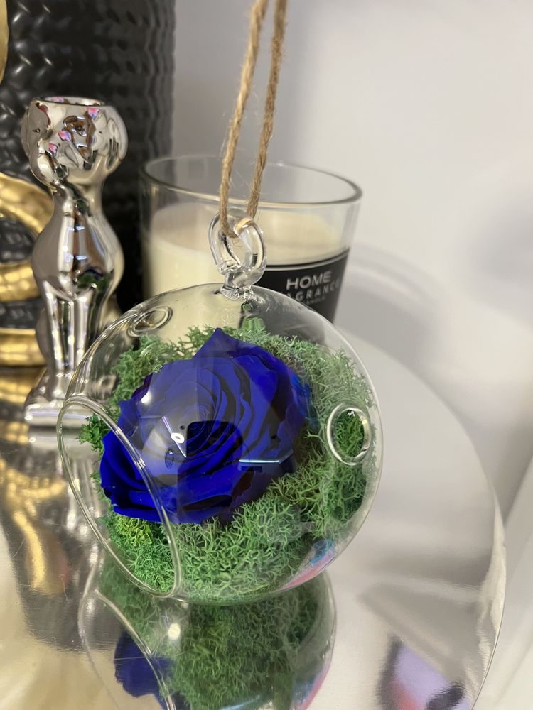 Glob de sticla cu Trandafir criogenat