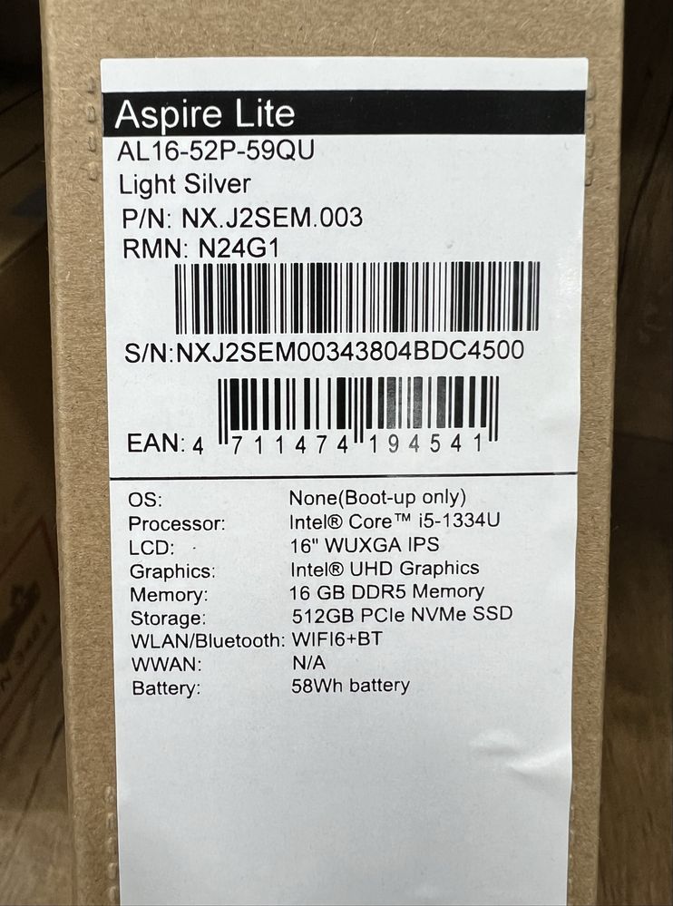 Acer Aspire Lite16 i5-1334u 16/512 new
