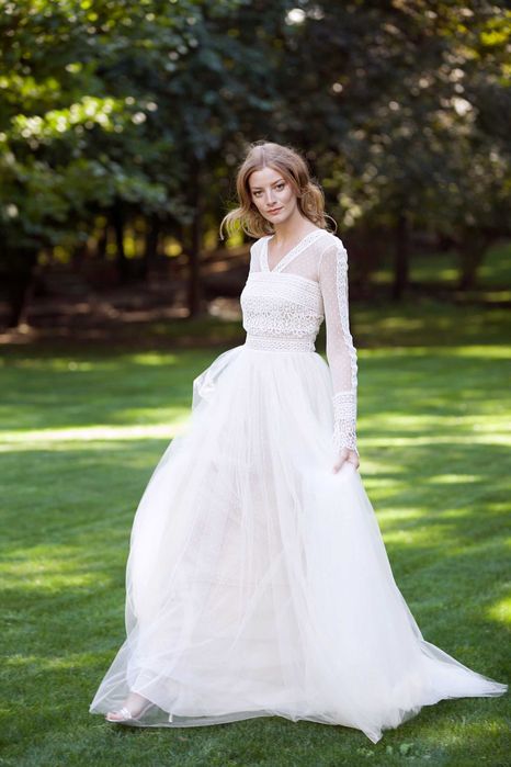 Rochie mireasa Divine Atelier matase si tulle marime 34-36 S