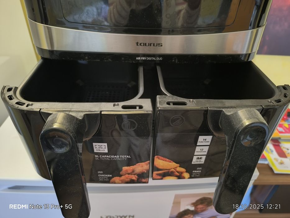 Въздушен фритюрник Taurus AF2600D Digital Duo 4.5л, черен