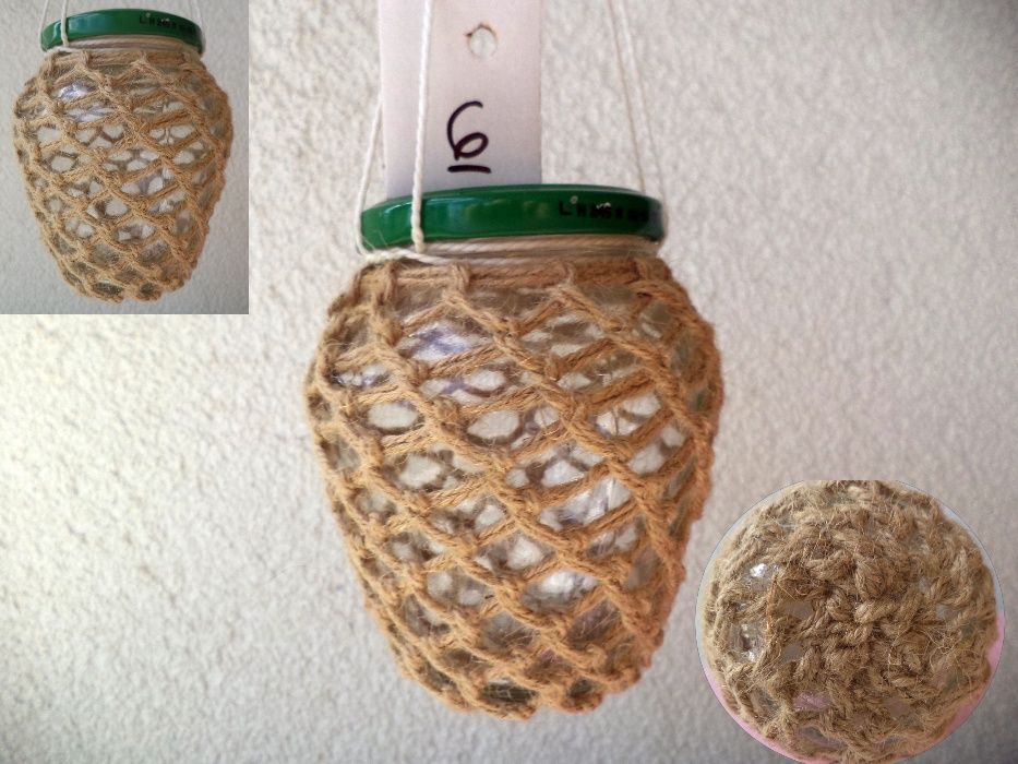 Декорация: Ръчно оплетени буркани с естествени влакна
