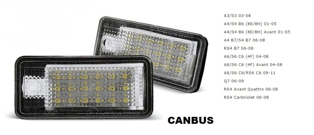 Lampi 18 LED dedicate AUDI A3 A4 A6 A8 Q7 canbus numar inmatriculare