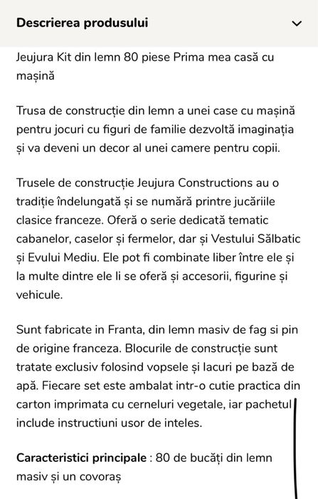 Joc din lemn 80 piese, casuta