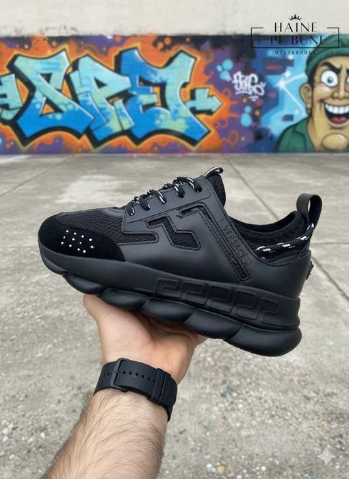 Adidasi Versace Chain Reaction Negru - Adidasi Unisex