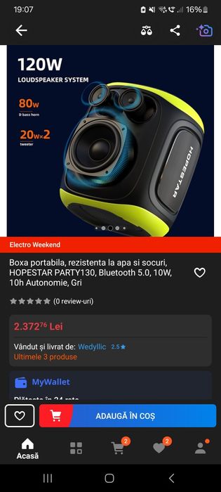 Boxa Hopestar party 120W (puternica-2 microfoane)