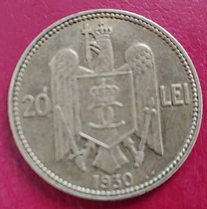 Monedă rară 20 Lei România 1930 – Carol al II-lea – gravor Lavrillier