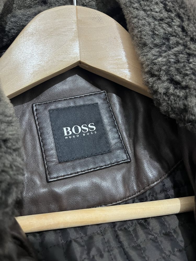 Cojoc din piele maro barbati HUGO BOSS marimea L