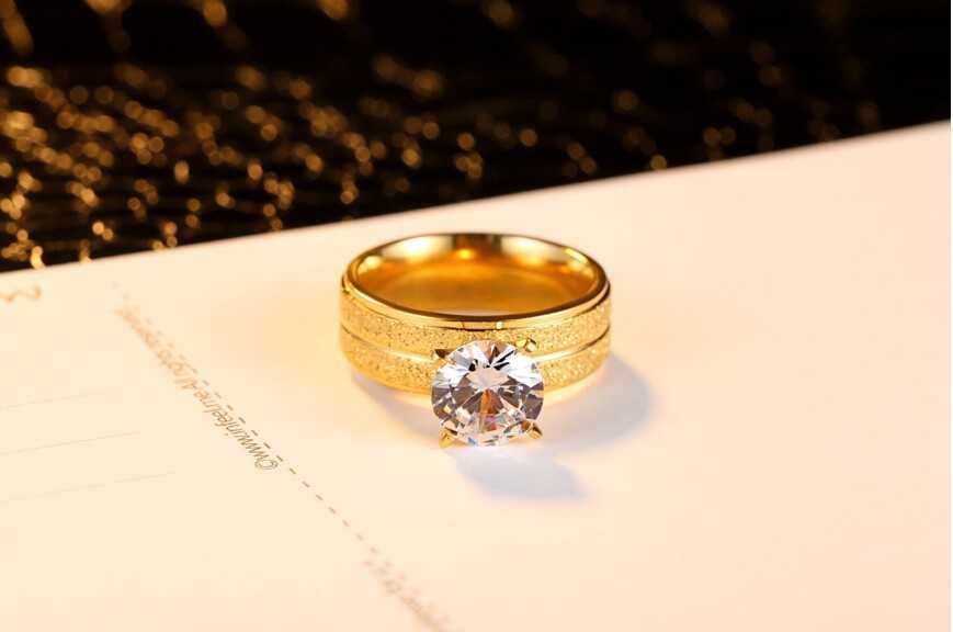 GR316, inel placat aur 18k, model logodna, lat, zirconiu alb fatetat