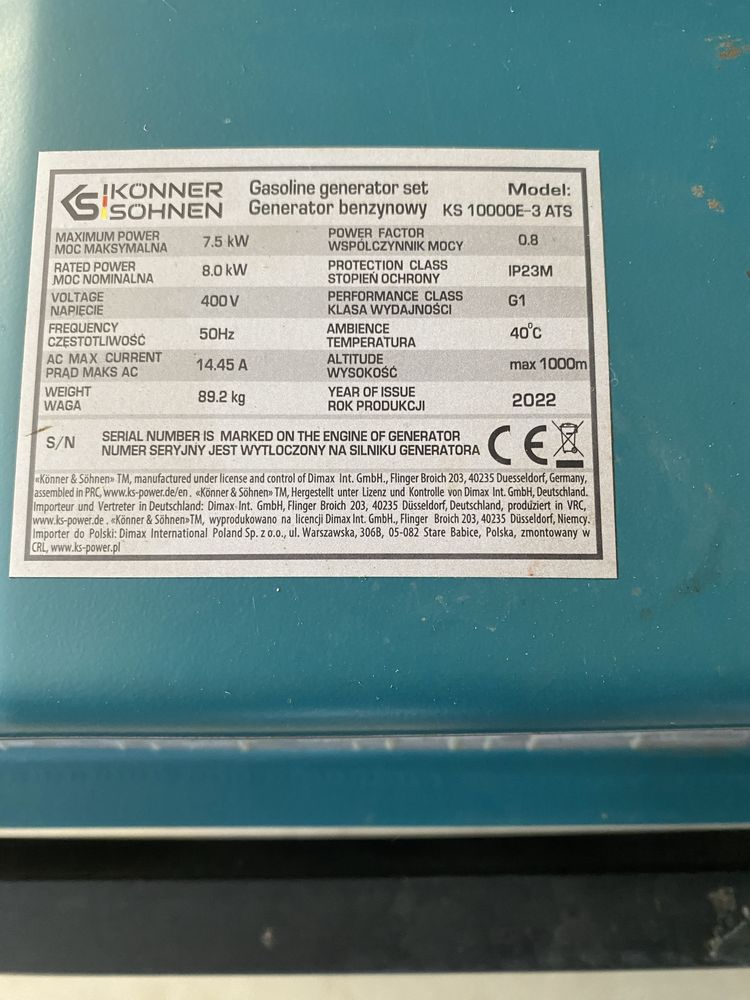 De vandaze Generator  Konner  TRIFAZAT 8kw