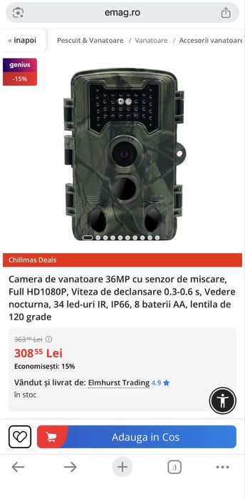 Camera inregistrare video vanatoare  padurar