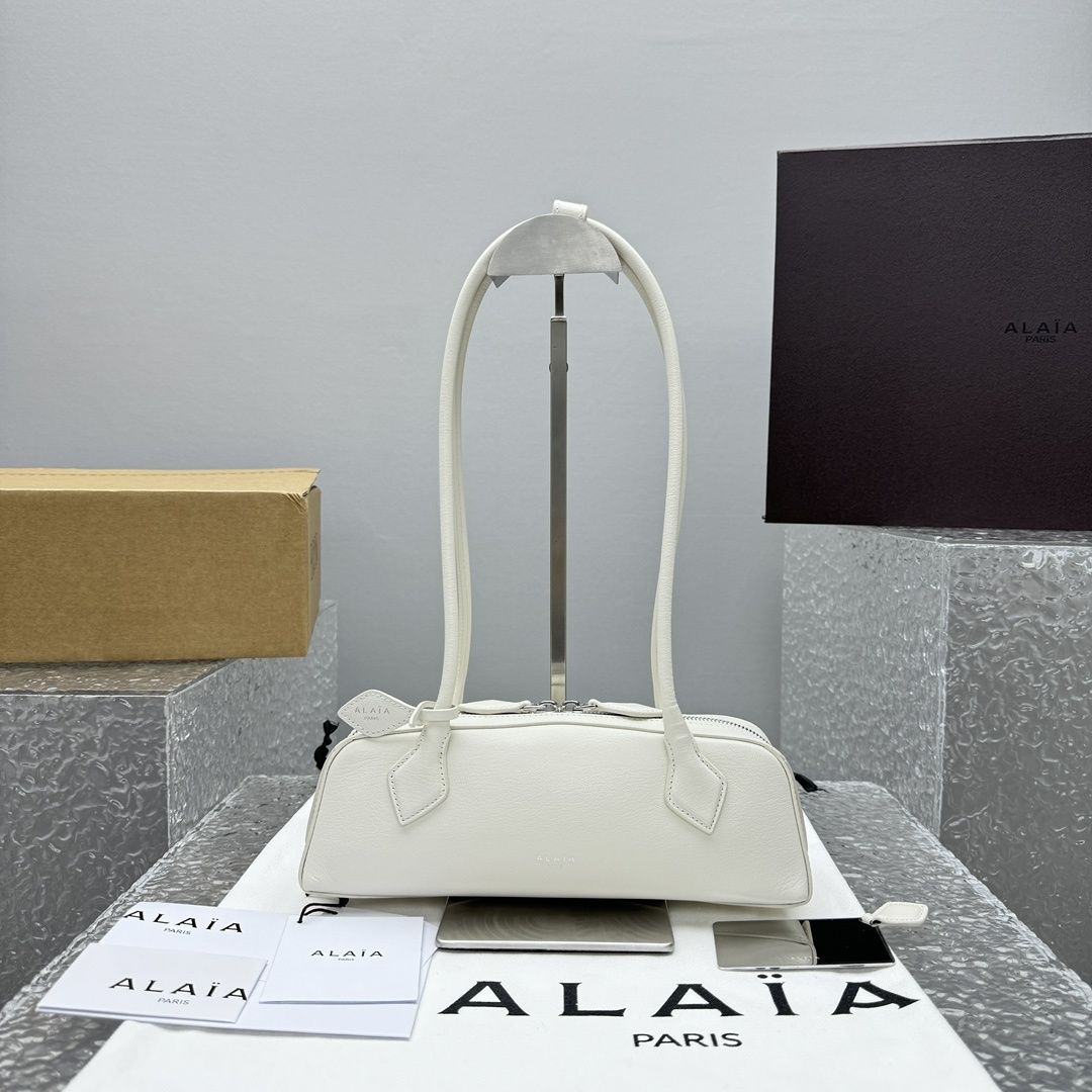 Geanta Alaia Le Teckel 27cm alb, Premium