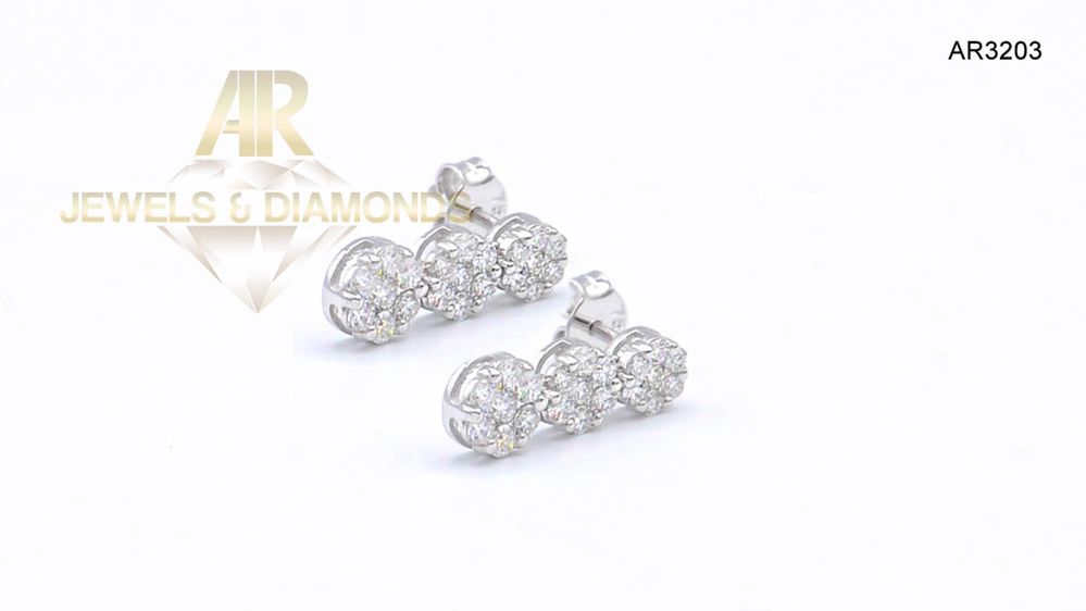 Cercei Aur Alb cu Diamante model nou ARJEWELS (AR3203)