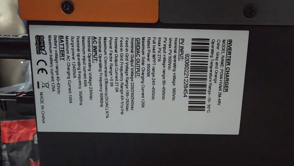 Inverter solar 48v 6.2kw