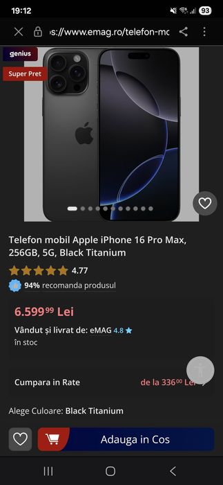 Vand Iphone 16 Pro Max 256 Gb Sigilate IEFTINE