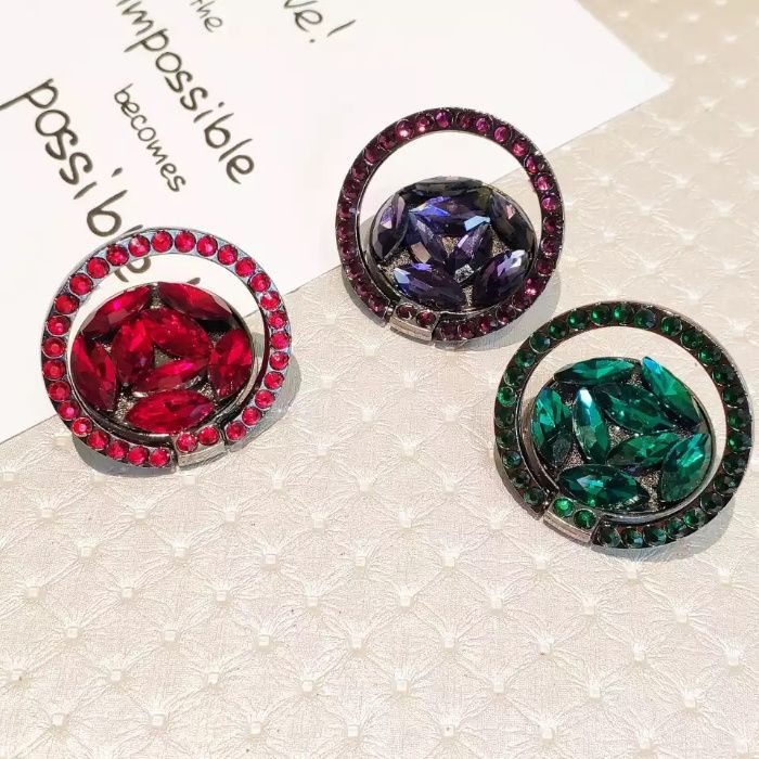 Inel pt. suport telefon cu pietricele , funcție stand , rotire 360°