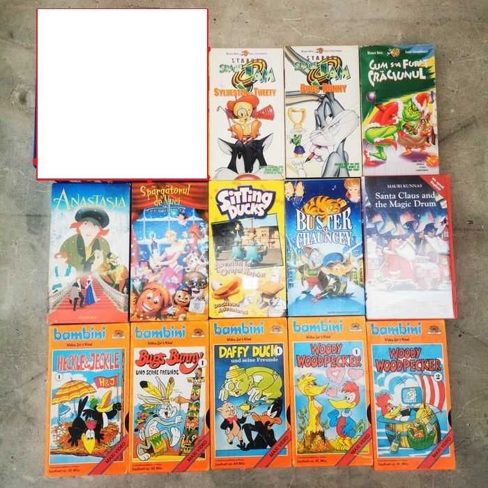 casete VHS caseta video film, desene animate, teatru, muzica anii 80s