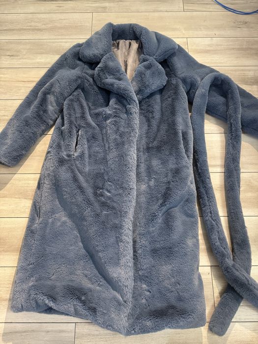 Blana lunga palton albastru zara nou s 36 cordon