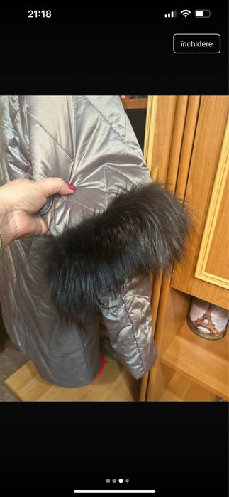 Fas cu blana natutala , maneca se poate pirta si 3/ 4