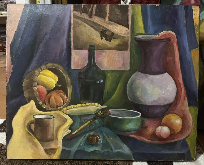 Яркий и контрастный натюрморт маслом на холсте