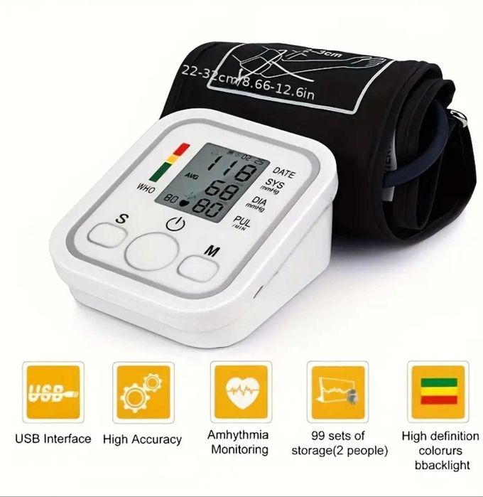 Tensiometru digital cu alimentare USB sau baterii – 99 memorari