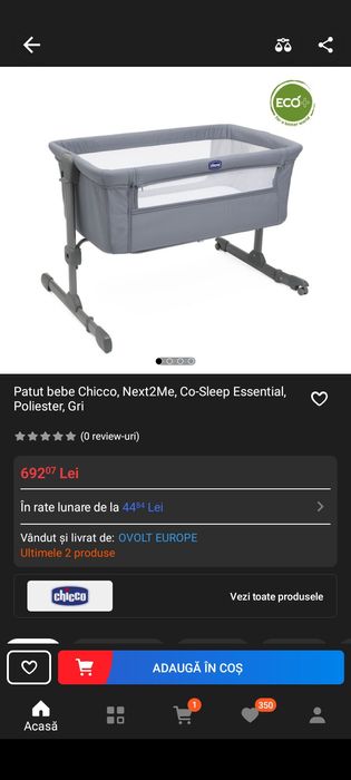 Pătuț co-sleeper Chicco next2me