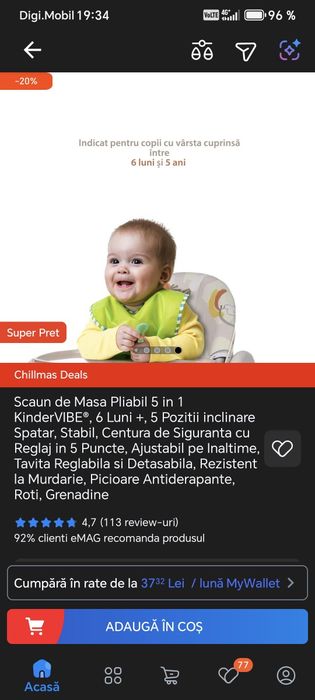 Scaun de masă bebe 6 luni +