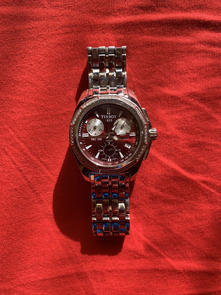 Оригинален часовник TISSOT PRC 100  Chronograph Quartz Diamond Red