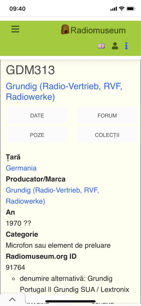 Microfon Grundig GDM 313