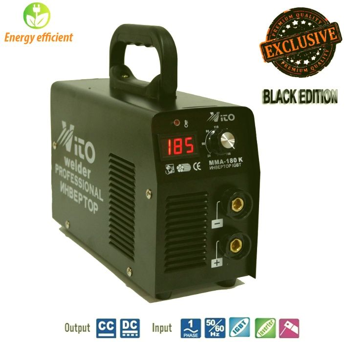 MMA180-К EXCLUSIVE BLACK EDITION IGBT Електрожени - 180 Реални ампера