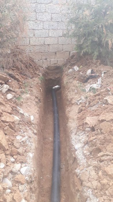 Канализация Водопровод. Копаем траншеи для кабеля, Канализация,водопро