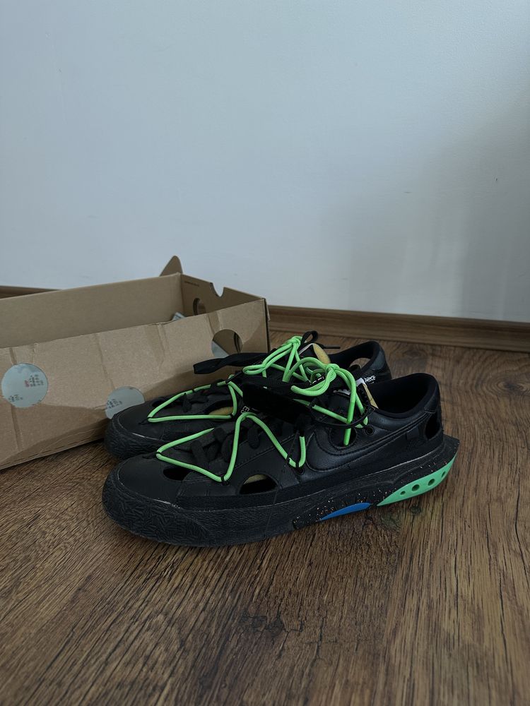 Nike Blazer Low Off-White Black Electro Green Оригинални! DH7863-001