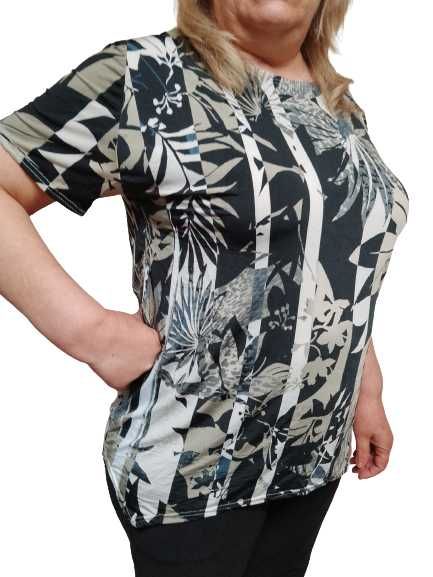 Ежедневна дамска блуза с къс ръкав и ефектен принт XXL; XXXL