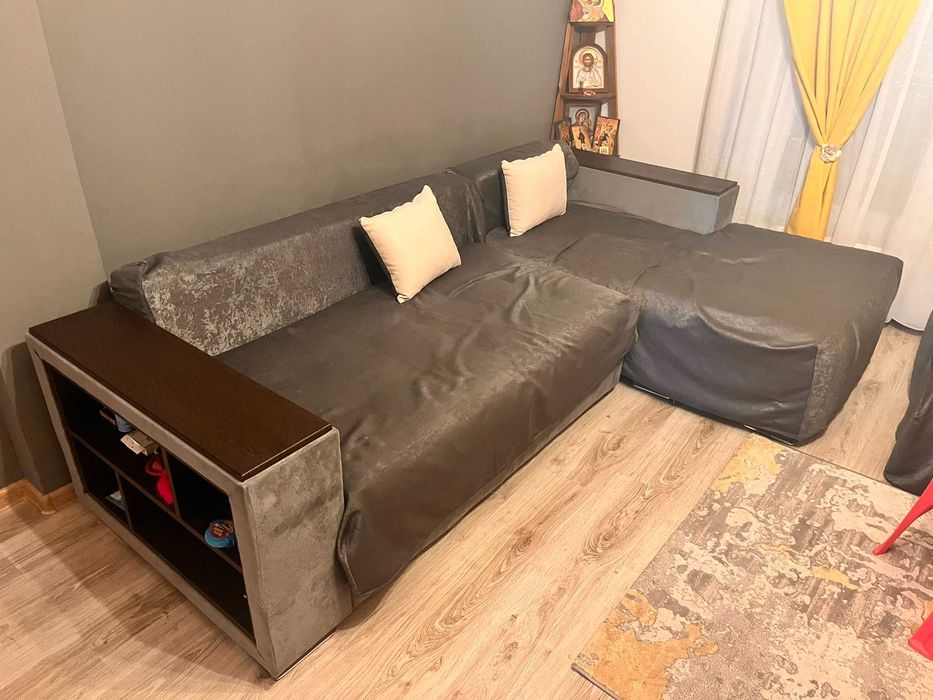 Coltar living extensibil gri inchis