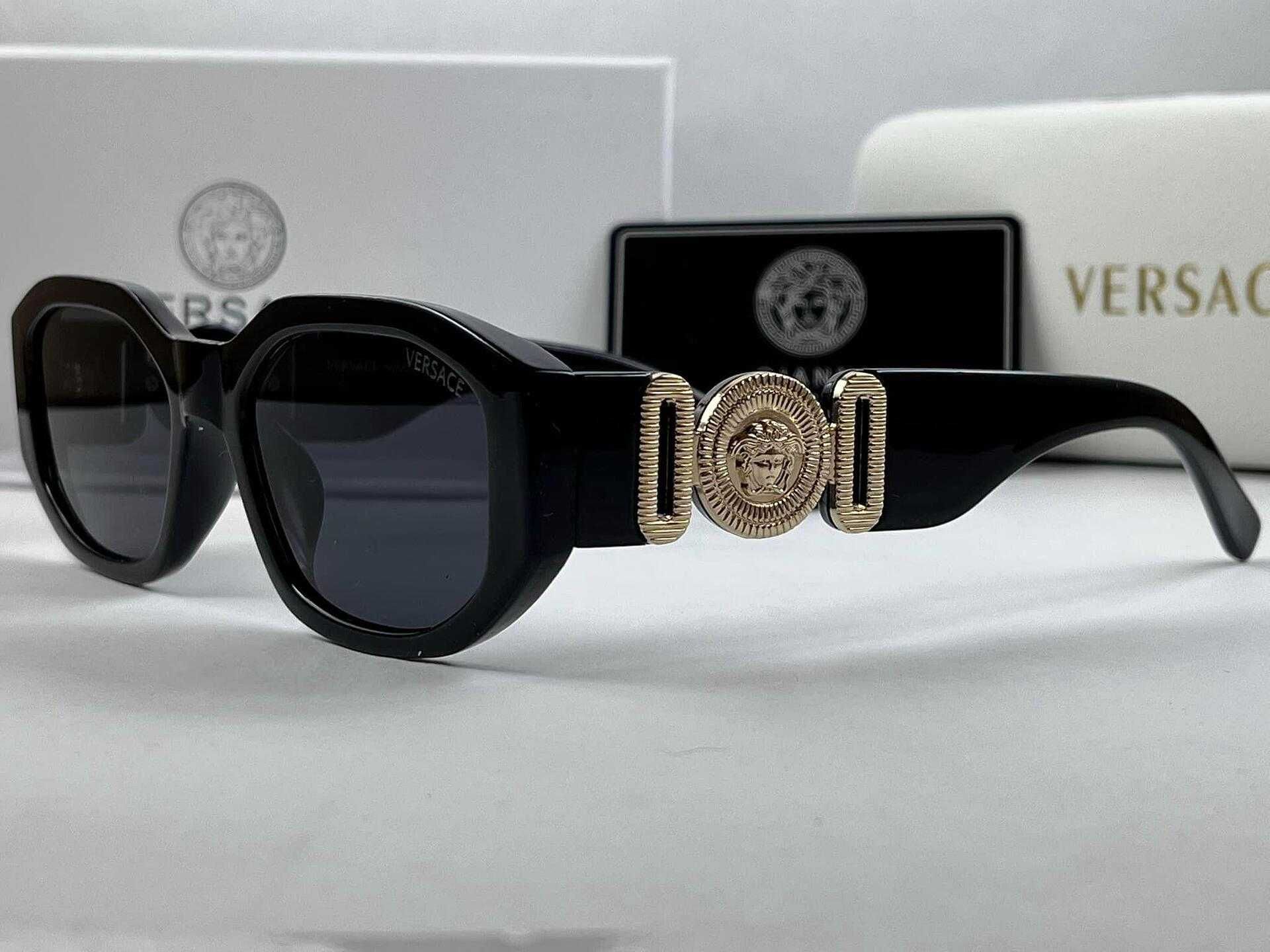 Слънчеви Очила Versace Sunglasses Правоъгълни Черни Версачи УВ400 CE F