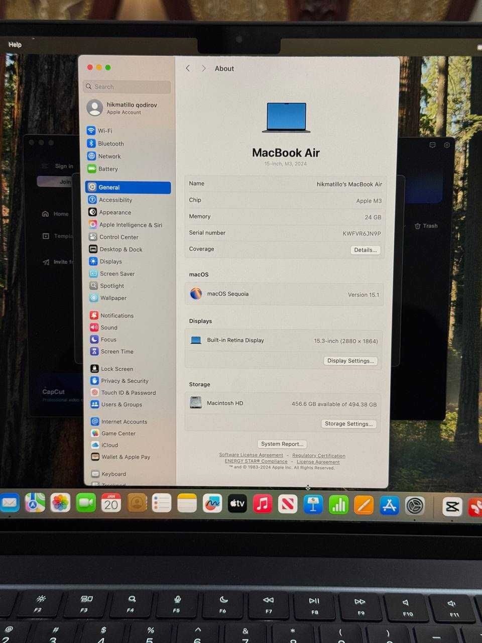 MacBook Air 15-inch M3  24g / 512g yangidek