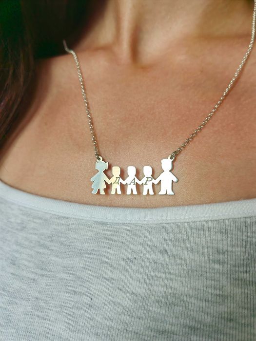 Сребърно колие, семейно колие, колие за подарък, подарък за майка