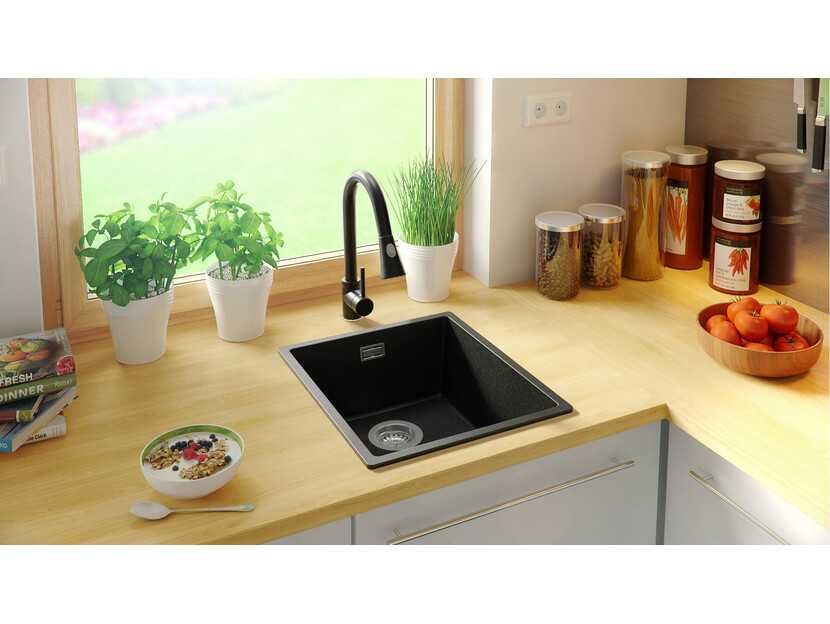 Кухненска Мивка от гранит модел Лондон 45 Slim 410 x 470 mm - графит